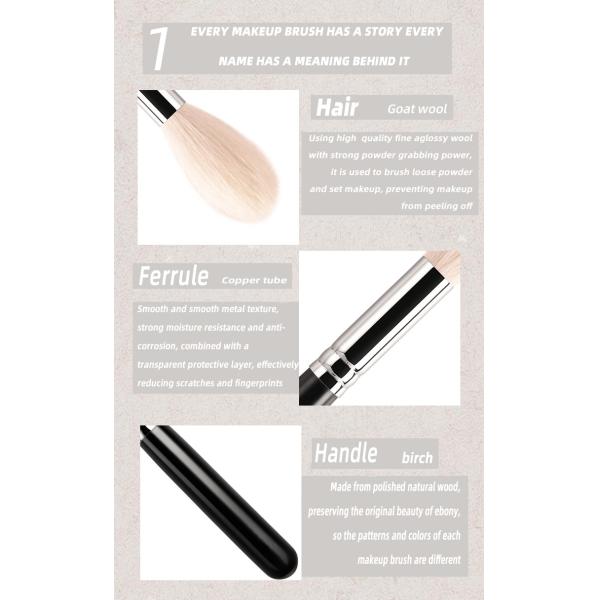 Natural Wood Handle Powder Blush Brush Flame Shaped Handcrafted