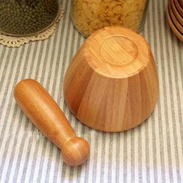 Bamboo Mortar And Pestle Wooden Mortar