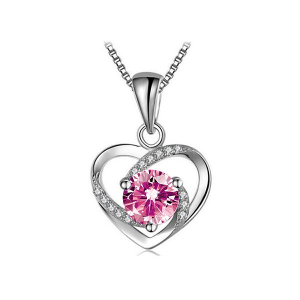 ожерелье сердца 5A CZ стерлинговое серебряное привесное
