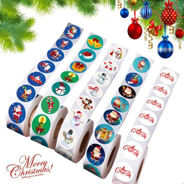 Christmas Printed Packaging Adhesive Sticker Printing Roll Label Art paper Stickers