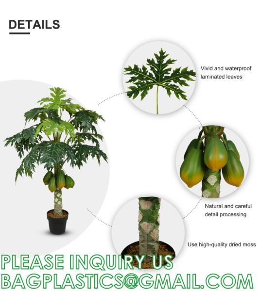 Artificial Trees for Home Decor Plants Large Artificial Tree Branch Green Leaves Real Touch Fake Papaya Tree