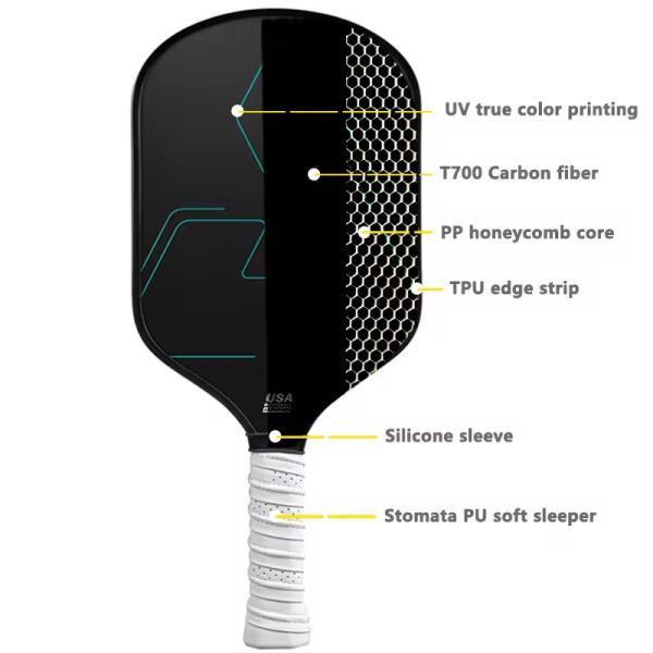 Professional training surface rough T700 carbon fiber Pickleball paddle 16mmPP honeycomb paddle