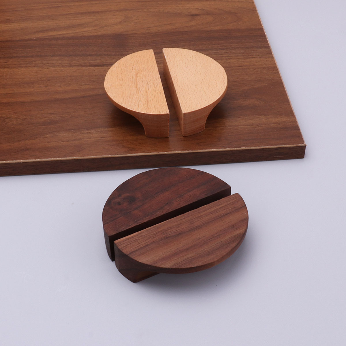 Modern Half Moon-Shaped Wood Cabinet Handles Semicircle Wooden Furniture Knobs for Dresser Drawer Kitchen Bedroom Outdoor Use
