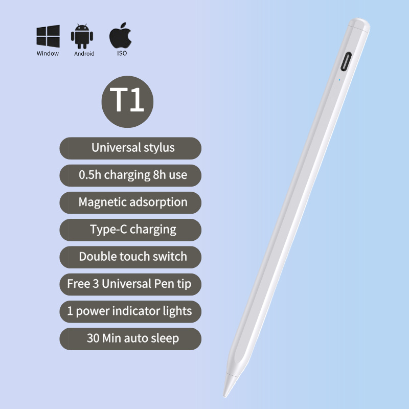 Double-tap Touch Switch Free 3 Pen Tip Universal Stylus Pencil Suitable Most Android and IOS Mobile and Tablet Devices