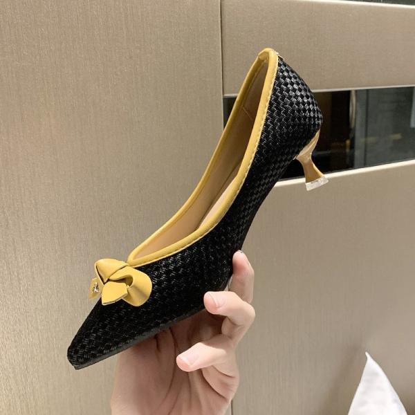 Pointed Head Lady Shallow Mouth Business Elegant High Heeled Shoes Patchwork Color