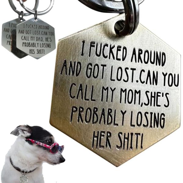 Customized Bone Shaped Enamel Dog Name Tag Funny Dog Tags,Stainless Steel Funny Pet Tag,Deeply Engraved Dog Collar Tag,Pet Cat Collar Charm Gift For Cats Owner Dog Lover