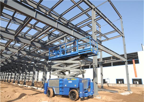 Widely Application Industrial Scissor Lift , Portable Hydraulic Lift Non Marking Solid Tire