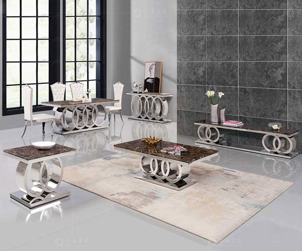 Mesa de jantar de mármore de aço inoxidável da mesa de centro 20mm da sala de visitas moderna