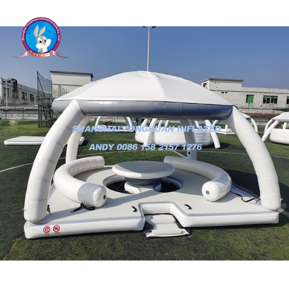 Wholesale Inflatable PVC Water Park Pontoon Floating Platform Tent Dock Island 100-500kg Capacity for 5-10 Passengers