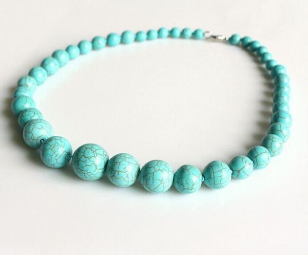 European and American bohemian atmosphere blue turquoise necklace