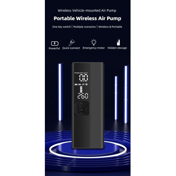 Rechargeable Digital Tire Inflator With LED Screen Compact Car Air Pump