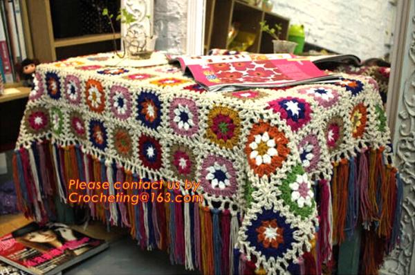 Nordic Hand-woven crochet hook Daisy striped blanket, Cashmere knitted blanket, sofa blank