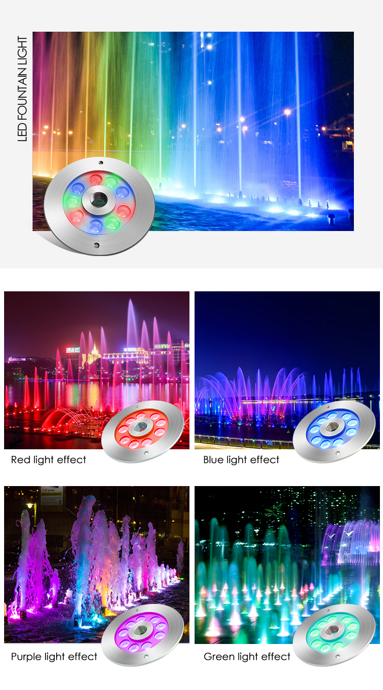 СВЕТОДИОДНЫЙ ФОНТАННЫЙ СВЕТИЛЬНИК 316 НЕРЖАВЕЮЩАЯ СТАЛЬ RGB ОДНОЦВЕТНЫЙ 170*61ММ DC12В / 24В IP68 ВОДОНЕПРОНИЦАЕМЫЙ
