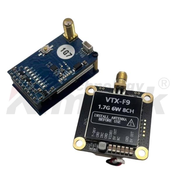 1.7G 6W ドローンビデオ伝送送信機と受信機コンボキット 高出力 低遅延 FPV用