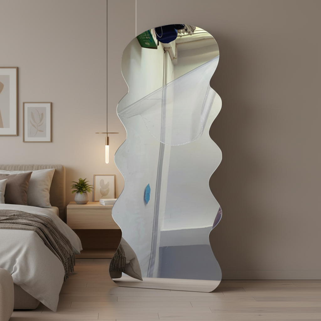 Bear Soft Mirror Wall Sticker, Self-Adhesive Acrylic HD Mirror, Punch-Free, Irregular Full-Length Body Mirror for Wall