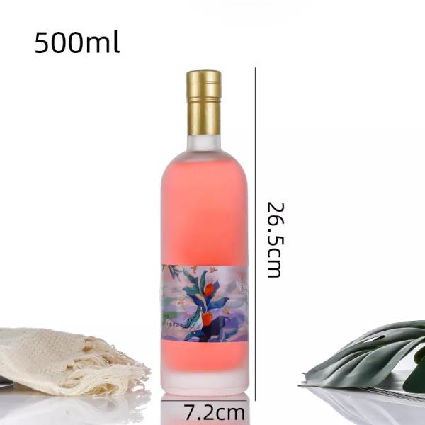 375 мл 500 мл Круглое стекло Вино сок Виски бутылка с прозрачным ошейником