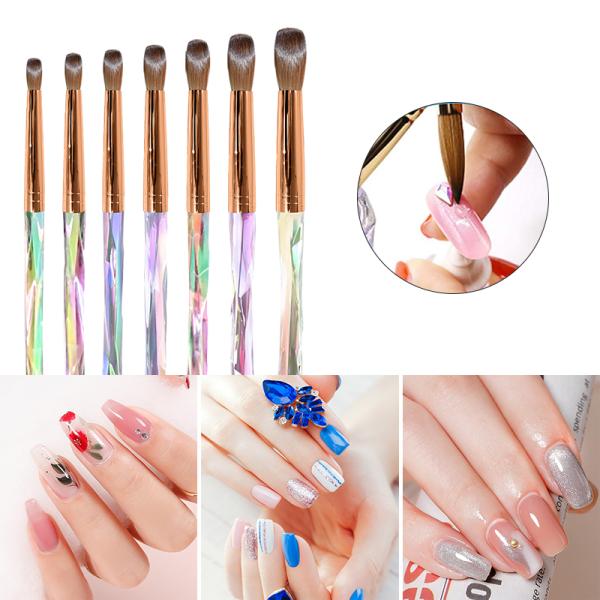 Kolinsky Hair Manicure Nail Brush Bling Acrylic Marble Handle Oval