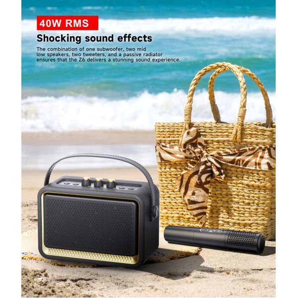 Ozzie Bluetooth Speaker with Woofer Bass Karaoke Microphone Portable Party Speaker