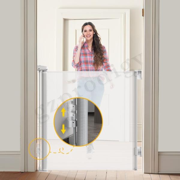 196 Extra Width Retractable Outdoor Pet Gate Roll Up Baby Safety Retractable Gate For Ourdoor And Indoor