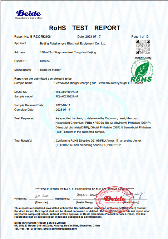 Beijing Ruiqihongye Electrical Equipment Co., Ltd. Сертификации