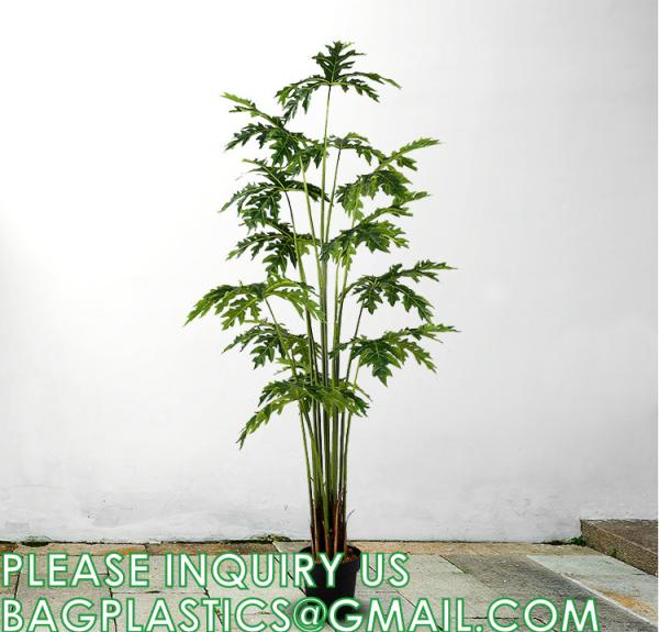 Artificial Trees for Home Decor Plants Large Artificial Tree Branch Green Leaves Real Touch Fake Papaya Tree