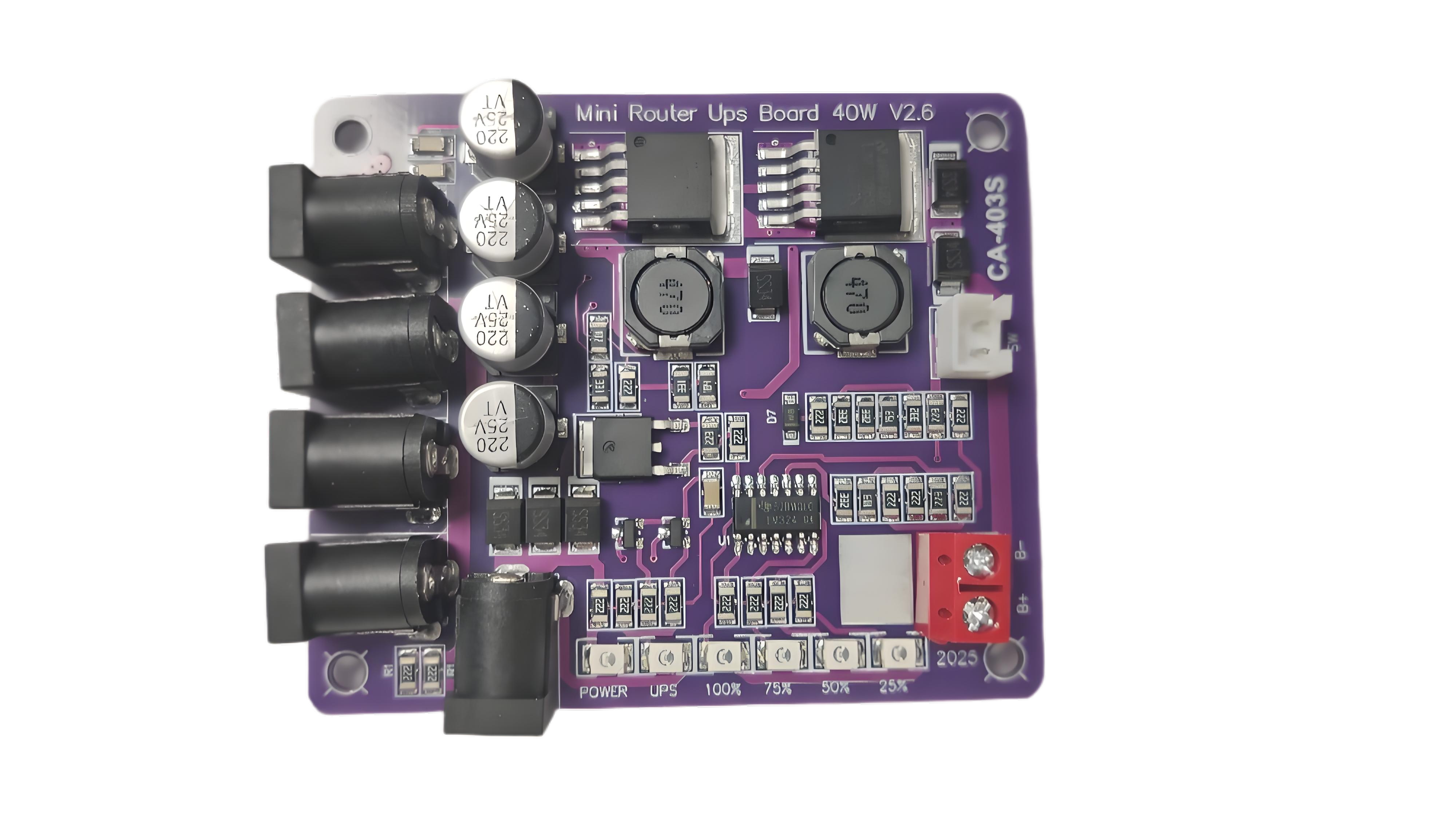 CA-403S 40W Mini Router UPS Board V2.6 11.1V 3S Lithium Battery Charging Module for DIY Uninterruptible Power Supply Backup