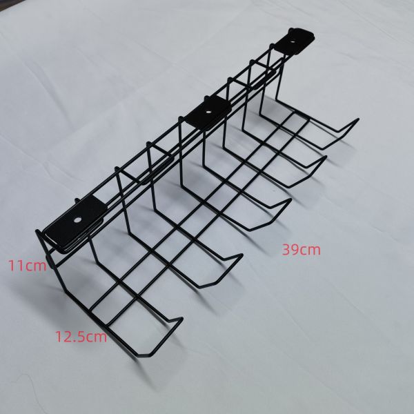 39x12.5x11cm Black Under Desk Wire Cable Basket | Wall Mount Cable Organizer for Office & Garage