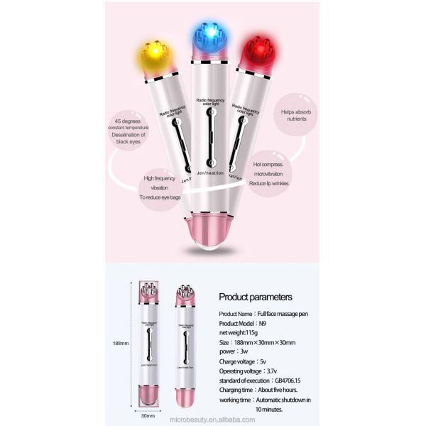 Rechargeable Eye Massager Pen with Radio Frequency for Dark Circles Reduction and Eye Fatigue Relief