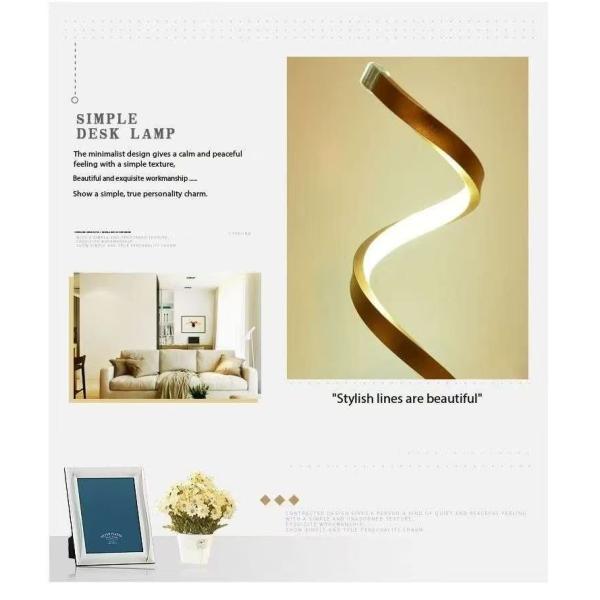 Nouvelle lampe de table décorative dortoir dortoir en métal acrylique en or simple en spirale