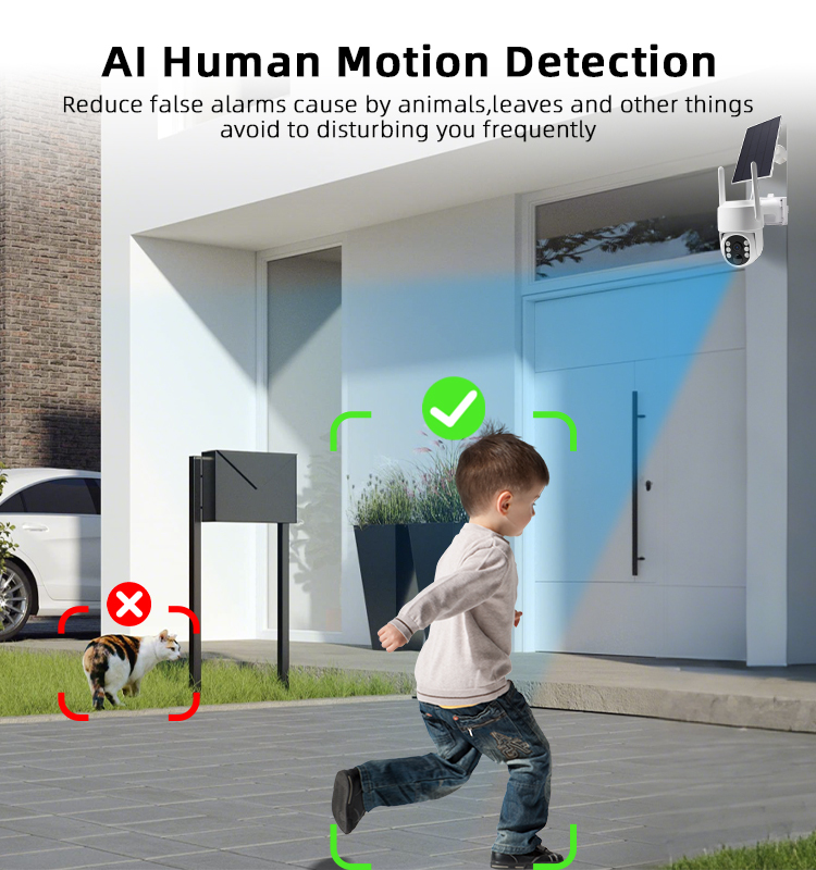 4MP Solar Security Camera Outdoor Wireless WiFi PTZ Surveillance Camera, Built‑in Battery, AI Human Detection, Two‑Way Audio, Dual Light Night Vision, IP66 Waterproof for Home Outside Monitoring