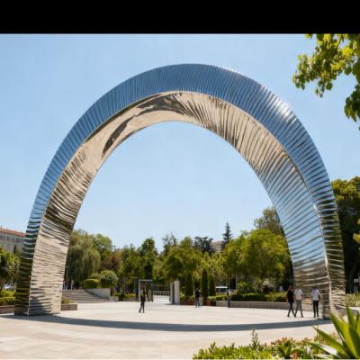 Arc Silver 316L Bright Mirror Stainless Steel Sculpture Park For Architecture Center Project