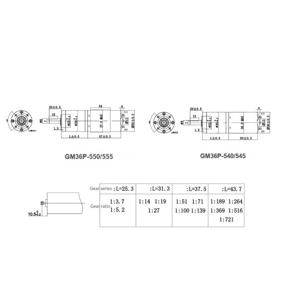 High Torque Planetary Gearbox 12V 36mm RS-545 DC Motor For Vacuum Cleaner
