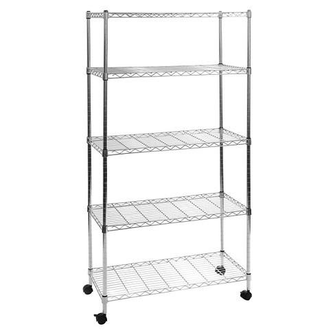 Five Tier Commercial Wire Shelving Unit Metal Shelf Rack Large Capacity