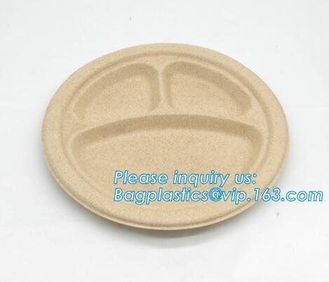 Biodegradable plate food grade green sugarcane bagasse plate,10 sugarcane ecofriendly disposable oval plate bagease pac