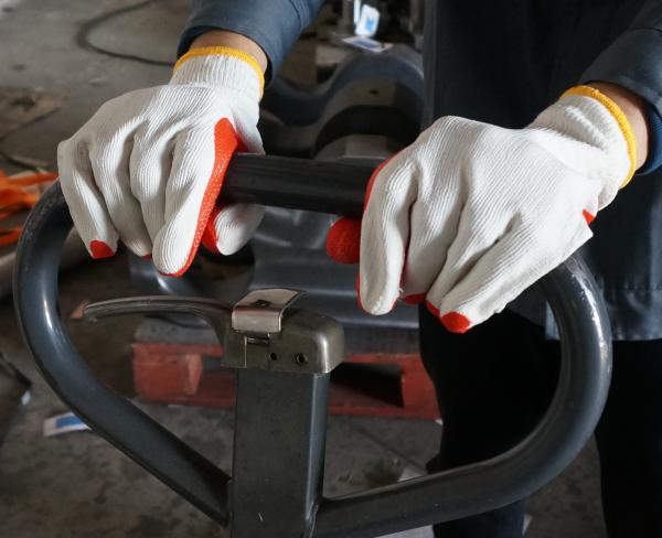 15 Gauge Polyester Liner Oil Resistant Warehouse Latex Work Gloves With Orange Latex Dipping