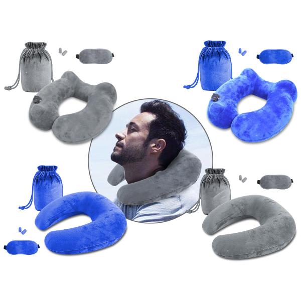 Foldable U-Shape Inflatable Travel Pillow Portable Office Lunch Air Cushion TPU Neck Support