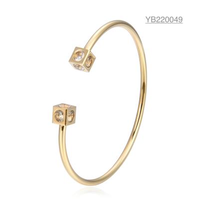 High End Mobius Ring Gold Open Bangle Stainless Steel Diamond Bracelet 58X44mm