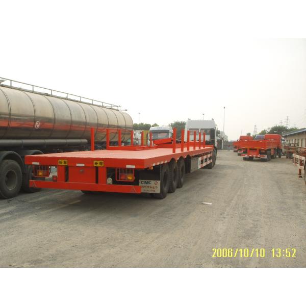 Drop Deck Low Flatbed Trailer For Vessels Transport , Flat Bed Semi Trailer