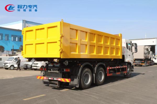 HOWO 3 Axle Hook Lift Garbage Truck with XCMG 3 Ton Crane