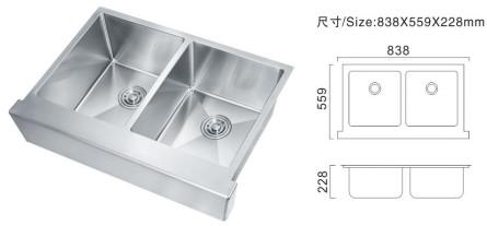 Elegant Double Kitchen Sink American Style Commercial Stainless Steel Sink 810mm