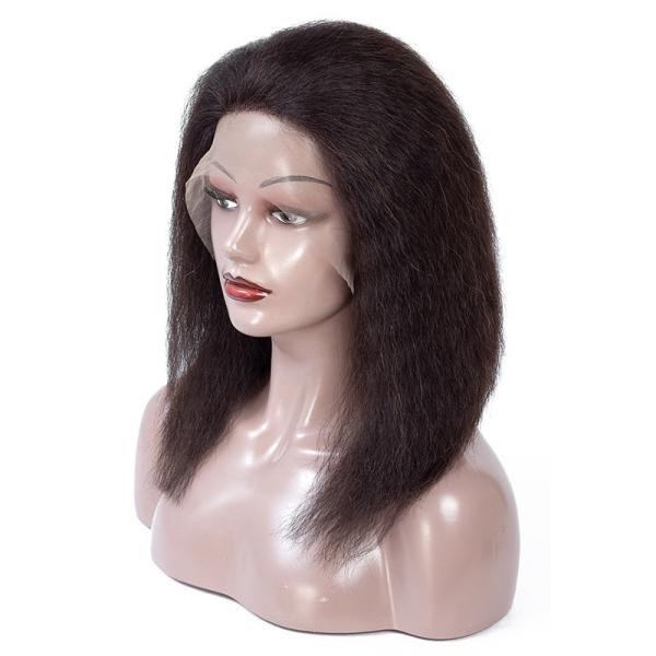 Ready to Ship Kinky Straight Raw Human Hair 5X5 Transparent Lace Front Wigs 12-28 Inches Virgin Human Hair Kinky Straight Wig