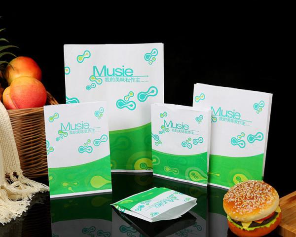 Logotipo de design personalizado à prova de gordura lanche de comida para levar Bolsa de papel Kraft para levar