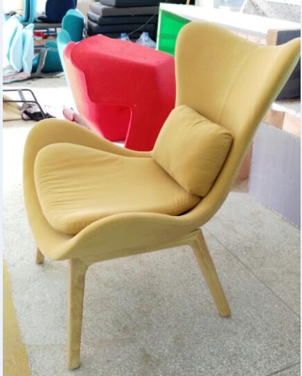 Cosy Seat Fabric Lazy Arm Chair , Leisure Wooden Lounge Chair With Ottoman