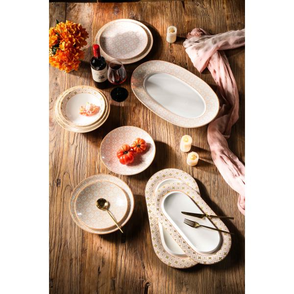 Костная Китайская столовая набор Роскошные керамические столовые тарелки Тарелки Кубки Кубки