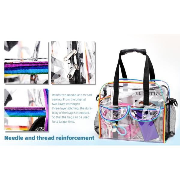 PVC, Nylon, slider closure Stadium Bag, Clear tote Bag, Beach Bag Handbag, Travel & Gym Zippered Tote Bags