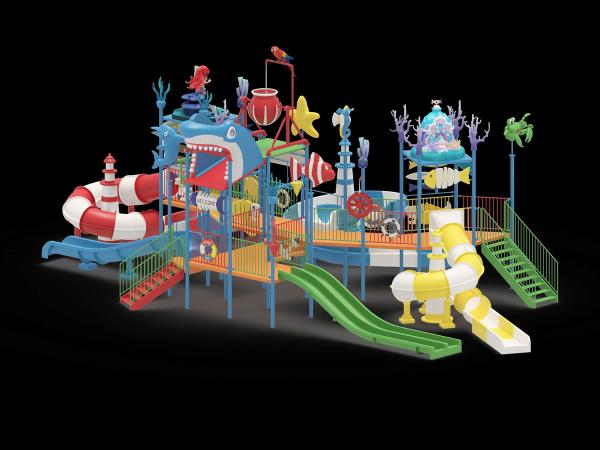 Ocean Style Fiberglass Water Park House With Marine Animal Decorations Safe For Children