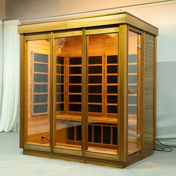 Canadian Red Cedar Wooden Infrared 4 Person Sauna Room For Home Indoor