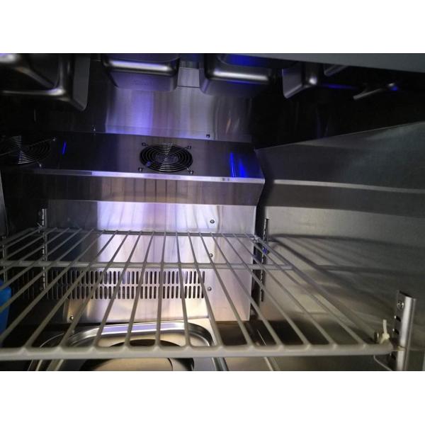 Blue Ray 2 Door Refrigerated Sandwich Prep Table With Glass Lid Fan Cooling / Commercial Salad Bar Refrigerator Freezer