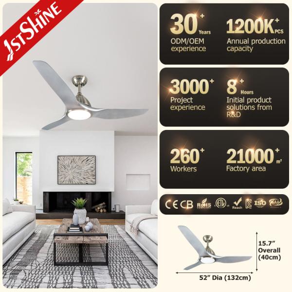 Logotipo feito sob encomenda plástico do fã de teto do diodo emissor de luz da polegada 220v Dimmable do OEM 52