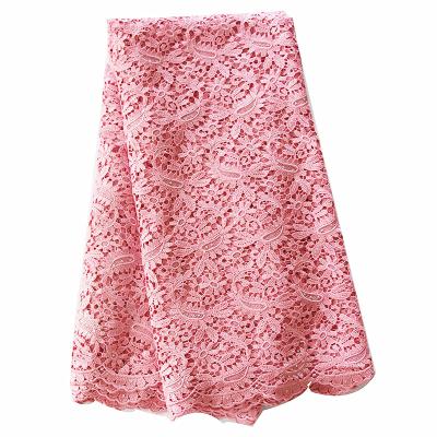 2015 lovely pink  stones high quality african cord lace for wedding/ 5 yard/lot wholesale guipure water soluble lace